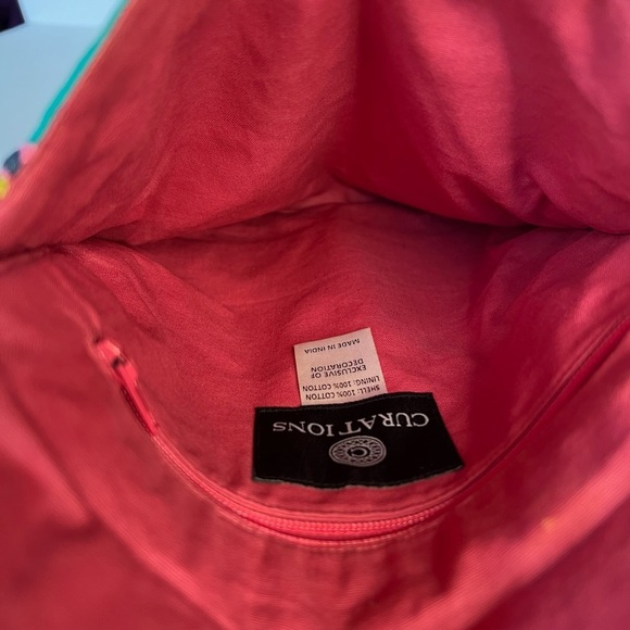 Curations Embroidered Embellished Crossbody Boho Tassel Pom Pom Bag Made India - Picture 7 of 10